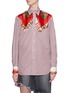 Main View - Click To Enlarge - DRY CLEAN ONLY - Fringe yoke graphic print panel stripe shirt