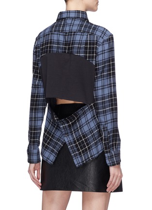 Back View - Click To Enlarge - DRY CLEAN ONLY - 'American Eagle' cutout back graphic print check plaid shirt
