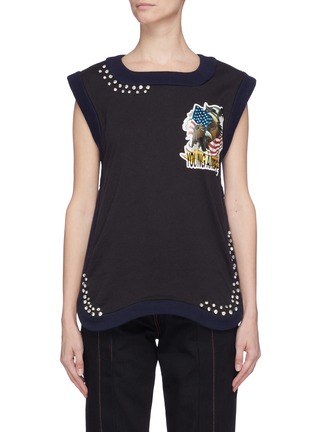 Main View - Click To Enlarge - DRY CLEAN ONLY - 'American Eagle' graphic print embellished sleeveless top