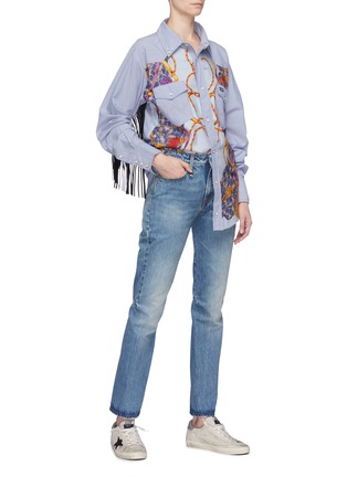 Figure View - Click To Enlarge - DRY CLEAN ONLY - Fringe panel graphic print panel shirt