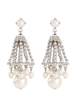 Main View - Click To Enlarge - ERICKSON BEAMON - 'Knights' Swarovski crystal glass pearl drop earrings