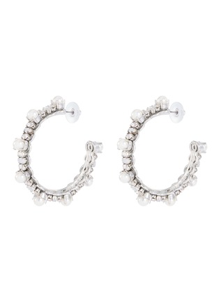 Main View - Click To Enlarge - ERICKSON BEAMON - 'Knights' Swarovski crystal glass pearl hoop earrings