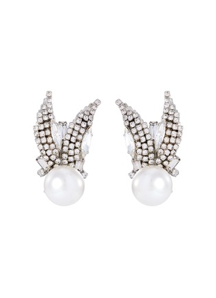Main View - Click To Enlarge - ERICKSON BEAMON - 'Knights' Swarovski crystal glass pearl stud earrings