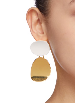 Figure View - Click To Enlarge - OOAK - Colourblock mismatched detachable geometric drop earrings