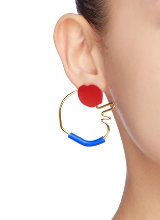 Figure View - Click To Enlarge - OOAK - 'Abstract Outline' detachable hoop earrings