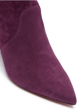 Detail View - Click To Enlarge - CLERGERIE - 'Kali' sculptural heel stretch suede knee high boots