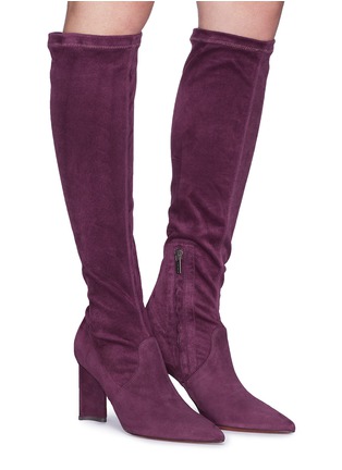 Figure View - Click To Enlarge - CLERGERIE - 'Kali' sculptural heel stretch suede knee high boots