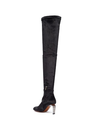 Detail View - Click To Enlarge - CLERGERIE - 'Meliset' metal heel stretch velvet thigh high boots