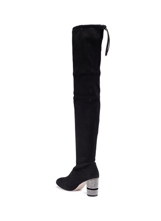 Detail View - Click To Enlarge - STUART WEITZMAN - 'Prism' strass heel stretch suede thigh high boots