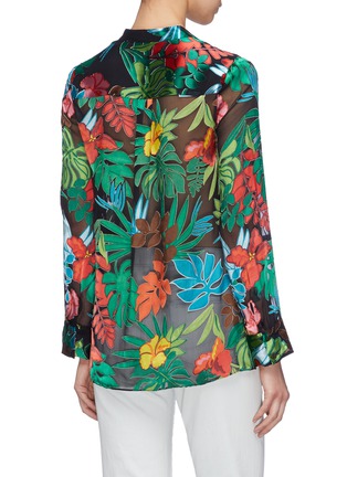 Back View - Click To Enlarge - ALICE & OLIVIA - 'Amos' floral palm leaf burnout tunic top