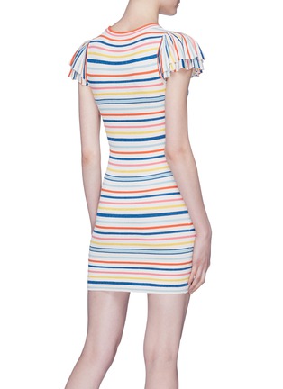 Back View - Click To Enlarge - ALICE & OLIVIA - 'Kellin' ruffle sleeve stripe knit mini dress