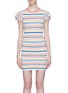 Main View - Click To Enlarge - ALICE & OLIVIA - 'Kellin' ruffle sleeve stripe knit mini dress