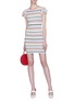 Figure View - Click To Enlarge - ALICE & OLIVIA - 'Kellin' ruffle sleeve stripe knit mini dress