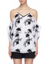 Main View - Click To Enlarge - ALICE & OLIVIA - 'Holden' ruffle edge floral embroidered cold shoulder top