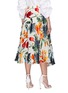 Back View - Click To Enlarge - ALICE & OLIVIA - 'Earla' floral burnout flared midi skirt