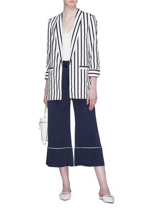 Figure View - Click To Enlarge - ALICE & OLIVIA - 'Kylie' shawl lapel stripe blazer