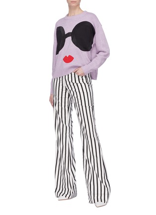 Figure View - Click To Enlarge - ALICE & OLIVIA - 'Beta' stripe flared leg jeans