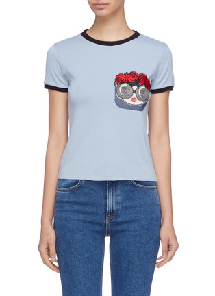 Main View - Click To Enlarge - ALICE & OLIVIA - 'Rylyn' floral crown Stace Face appliqué T-shirt