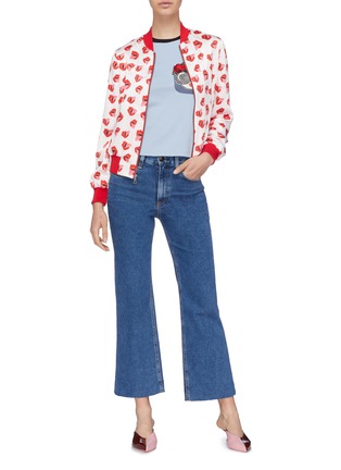 Figure View - Click To Enlarge - ALICE & OLIVIA - x Donald Robertson 'Lonnie' lip print cropped bomber jacket