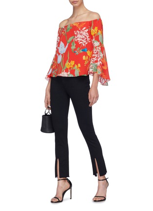 Figure View - Click To Enlarge - ALICE & OLIVIA - 'Shera' trumpet sleeve floral print off-shoulder top