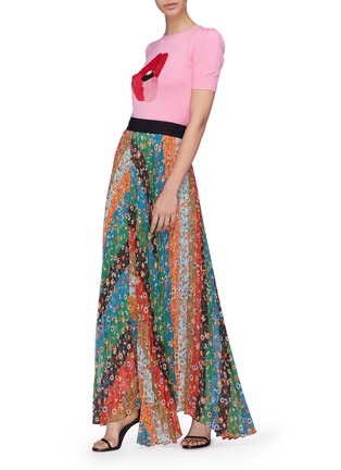 Figure View - Click To Enlarge - ALICE & OLIVIA - 'Katz' floral stripe pleated maxi skirt