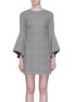 Main View - Click To Enlarge - ALICE & OLIVIA - 'Thym' drape ruffle sleeve houndstooth check plaid dress