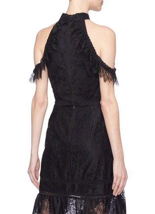 Back View - Click To Enlarge - ALICE & OLIVIA - 'Regina' ruffle lace cropped cold shoulder top