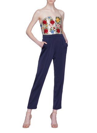 Figure View - Click To Enlarge - ALICE & OLIVIA - 'Jeri' floral embellished silk jumpsuit