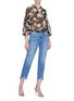 Figure View - Click To Enlarge - ALICE & OLIVIA - 'Julius' floral print ruffle neck silk tunic top