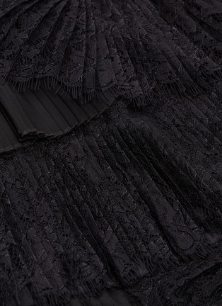 Detail View - Click To Enlarge - ALICE & OLIVIA - 'Iggy' lace panel plissé pleated tiered skirt