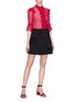 Figure View - Click To Enlarge - ALICE & OLIVIA - 'Iggy' lace panel plissé pleated tiered skirt