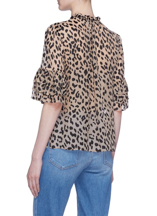 Back View - Click To Enlarge - ALICE & OLIVIA - 'Julius' tiered cuff leopard burnout tunic top