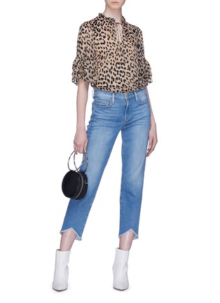 Figure View - Click To Enlarge - ALICE & OLIVIA - 'Julius' tiered cuff leopard burnout tunic top