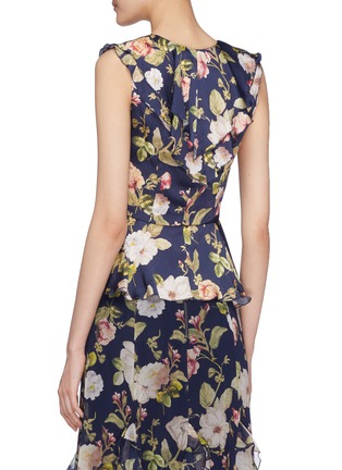 Back View - Click To Enlarge - ALICE & OLIVIA - 'Nora' ruffle floral print silk peplum top