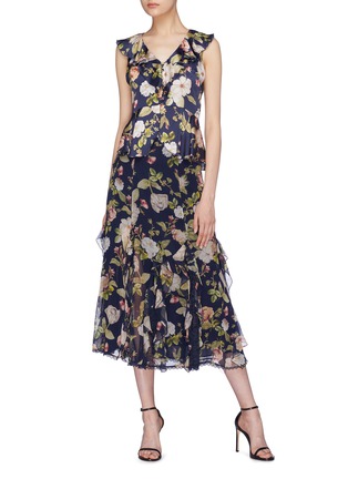 Figure View - Click To Enlarge - ALICE & OLIVIA - 'Nora' ruffle floral print silk peplum top