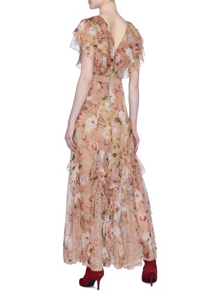 Back View - Click To Enlarge - ALICE & OLIVIA - 'Cassidy' ruffle lace godet floral print maxi dress