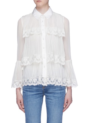 Main View - Click To Enlarge - ALICE & OLIVIA - 'Kartwright' bell sleeve tiered pleated shirt