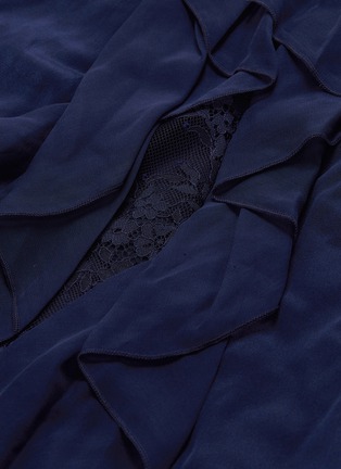 Detail View - Click To Enlarge - ALICE & OLIVIA - 'Jayda' cross back ruffle godet silk maxi dress