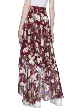 Back View - Click To Enlarge - ALICE & OLIVIA - 'Walker' tiered ruffle floral burnout high-low skirt