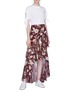 Figure View - Click To Enlarge - ALICE & OLIVIA - 'Walker' tiered ruffle floral burnout high-low skirt