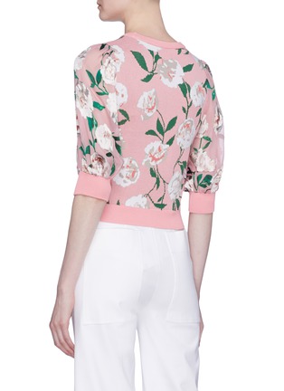 Back View - Click To Enlarge - ALICE & OLIVIA - 'Brandy' contrast sleeve floral intarsia sweater