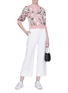 Figure View - Click To Enlarge - ALICE & OLIVIA - 'Brandy' contrast sleeve floral intarsia sweater