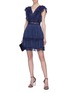 Figure View - Click To Enlarge - ALICE & OLIVIA - 'Lanora' Chantilly lace trim pleated tiered dress