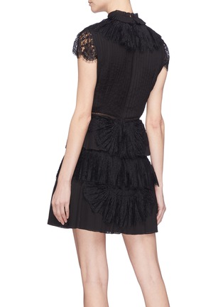 Back View - Click To Enlarge - ALICE & OLIVIA - 'Rosetta' lace panel ruffle plissé pleated tiered dress