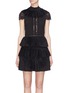 Main View - Click To Enlarge - ALICE & OLIVIA - 'Rosetta' lace panel ruffle plissé pleated tiered dress