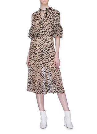 Figure View - Click To Enlarge - ALICE & OLIVIA - 'Athena' leopard burnout silk chiffon maxi skirt