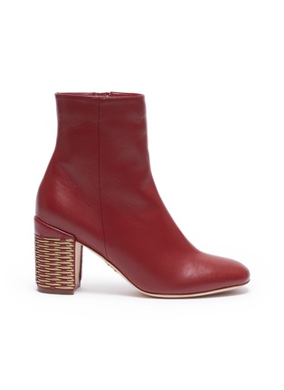 Main View - Click To Enlarge - RODO - Weave effect heel leather ankle boots