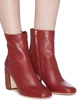 Figure View - Click To Enlarge - RODO - Weave effect heel leather ankle boots