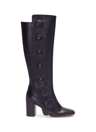 Main View - Click To Enlarge - RODO - Mock button flap leather knee high boots