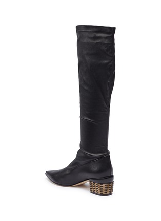 Detail View - Click To Enlarge - RODO - Weave effect heel leather knee high boots